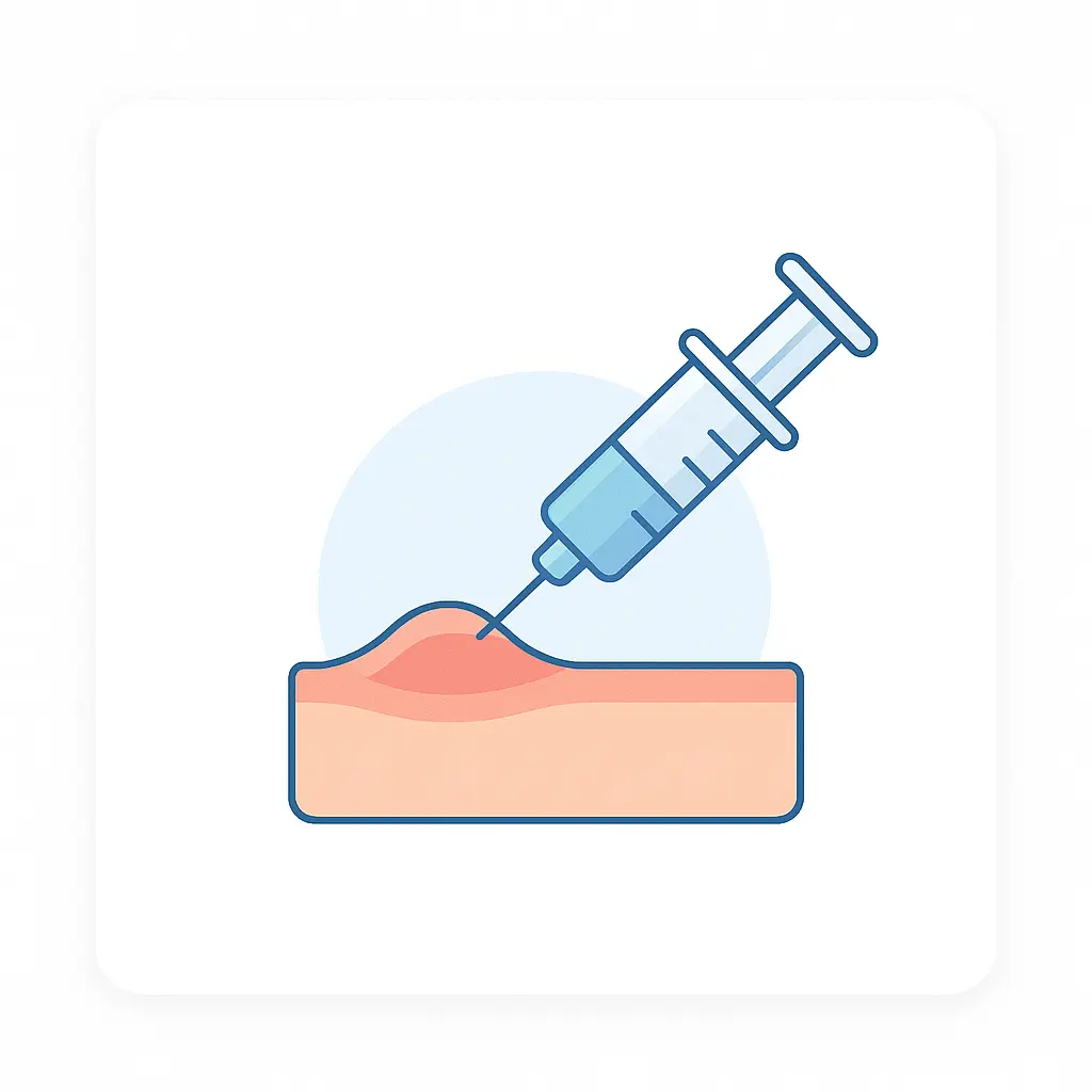 Medical vector illustration showing a syringe administering keloid steroid injections into a raised scar.